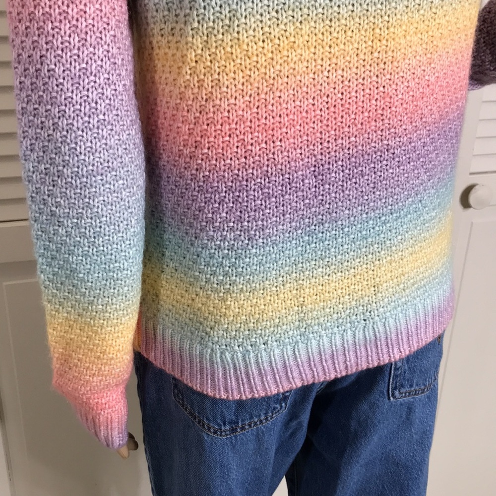 Loft Ann Taylor Multicolor Pastel Rainbow Sweater Small - Picture 12 of 14